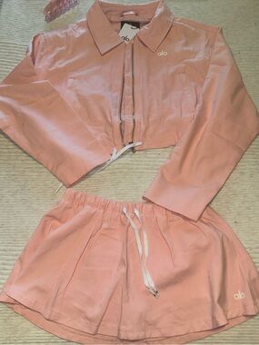 ALO Yoga Pink Cropped Jacket and Skirt Set